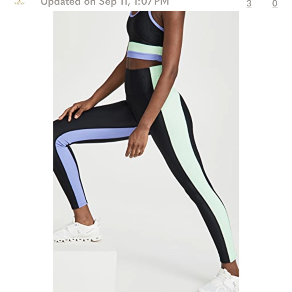 Beach Riot Colorblock Leggings In Black Multi Size XS Green Purple